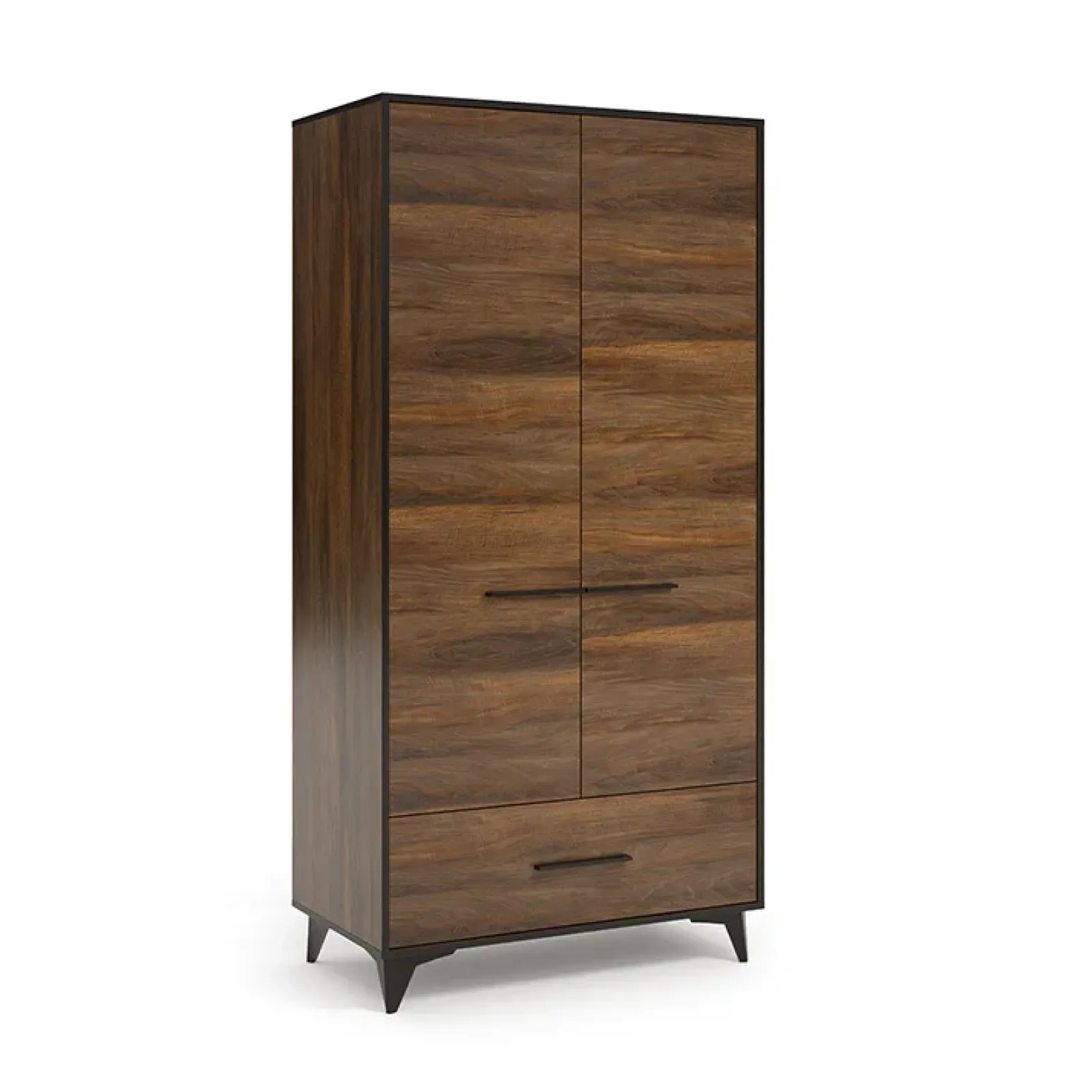 Garnero Arredamenti Armadio Ante Battenti|Guardaroba-Armadio 91x185h cm 2 ante 1 cassetto noce Line