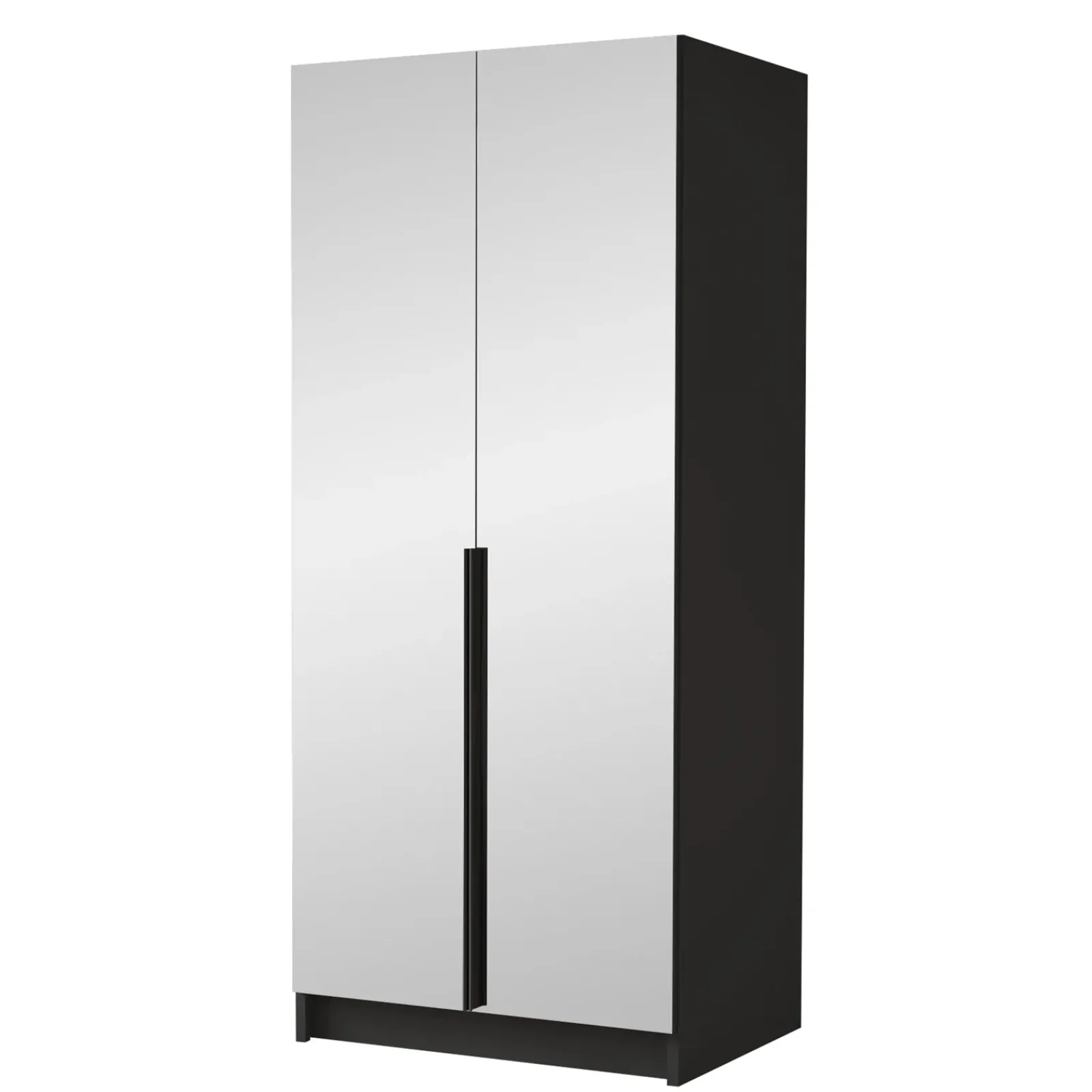 Garnero Arredamenti Armadio Cameretta|Armadio Ante A Specchio-Armadio 100x215h cm 2 ante 2 specchi moderno nero Glammy 2 Nero Opaco - Nero