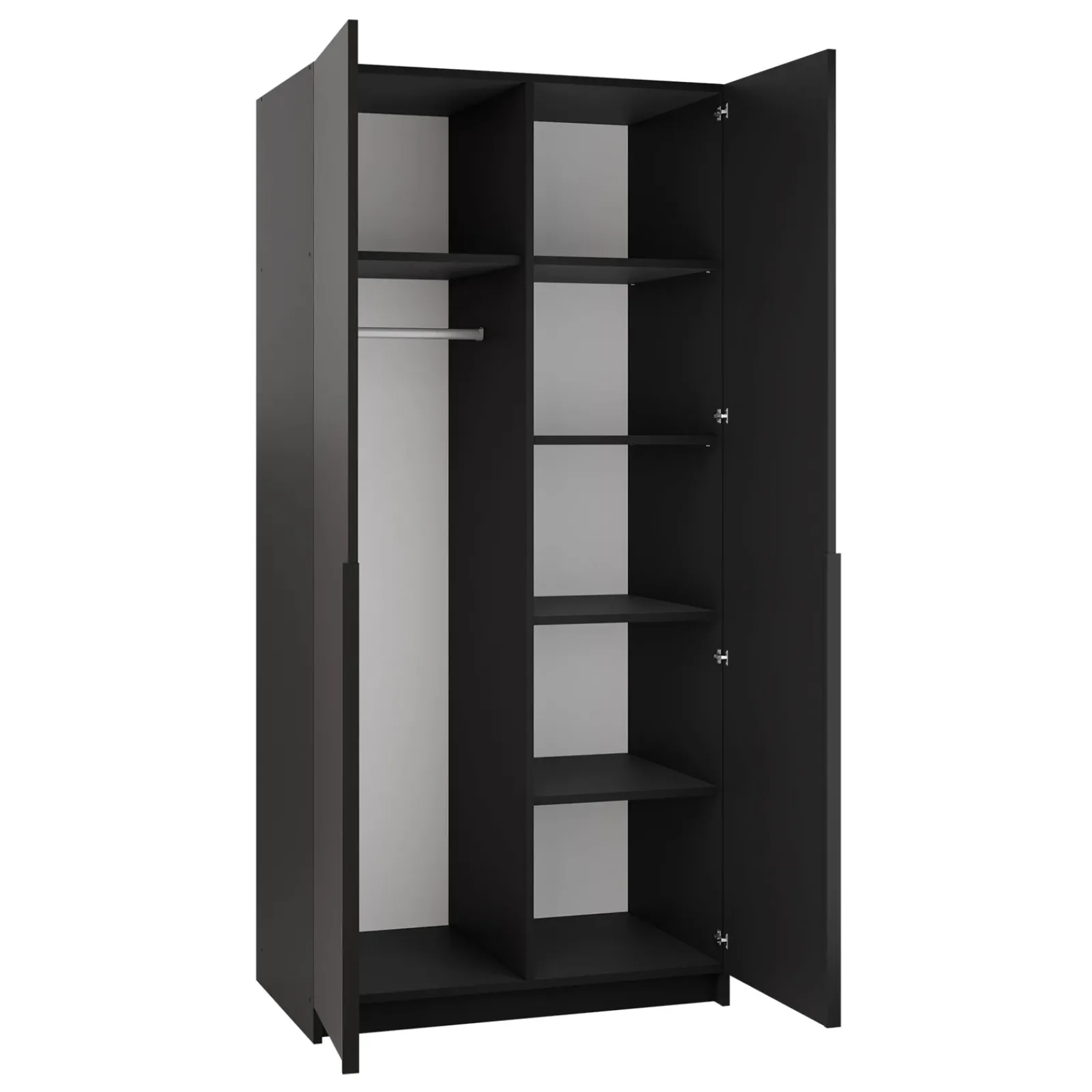 Garnero Arredamenti Armadio Cameretta|Armadio Ante A Specchio-Armadio 100x215h cm 2 ante 2 specchi moderno nero Glammy 2 Nero Opaco - Nero