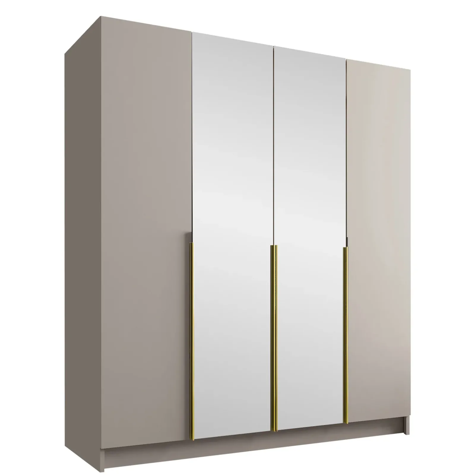Garnero Arredamenti Armadio Ante A Specchio|Armadio Ante Battenti-Armadio 200x215h cm 4 ante 2 specchi moderno beige oro Glammy 4 Beige - Oro