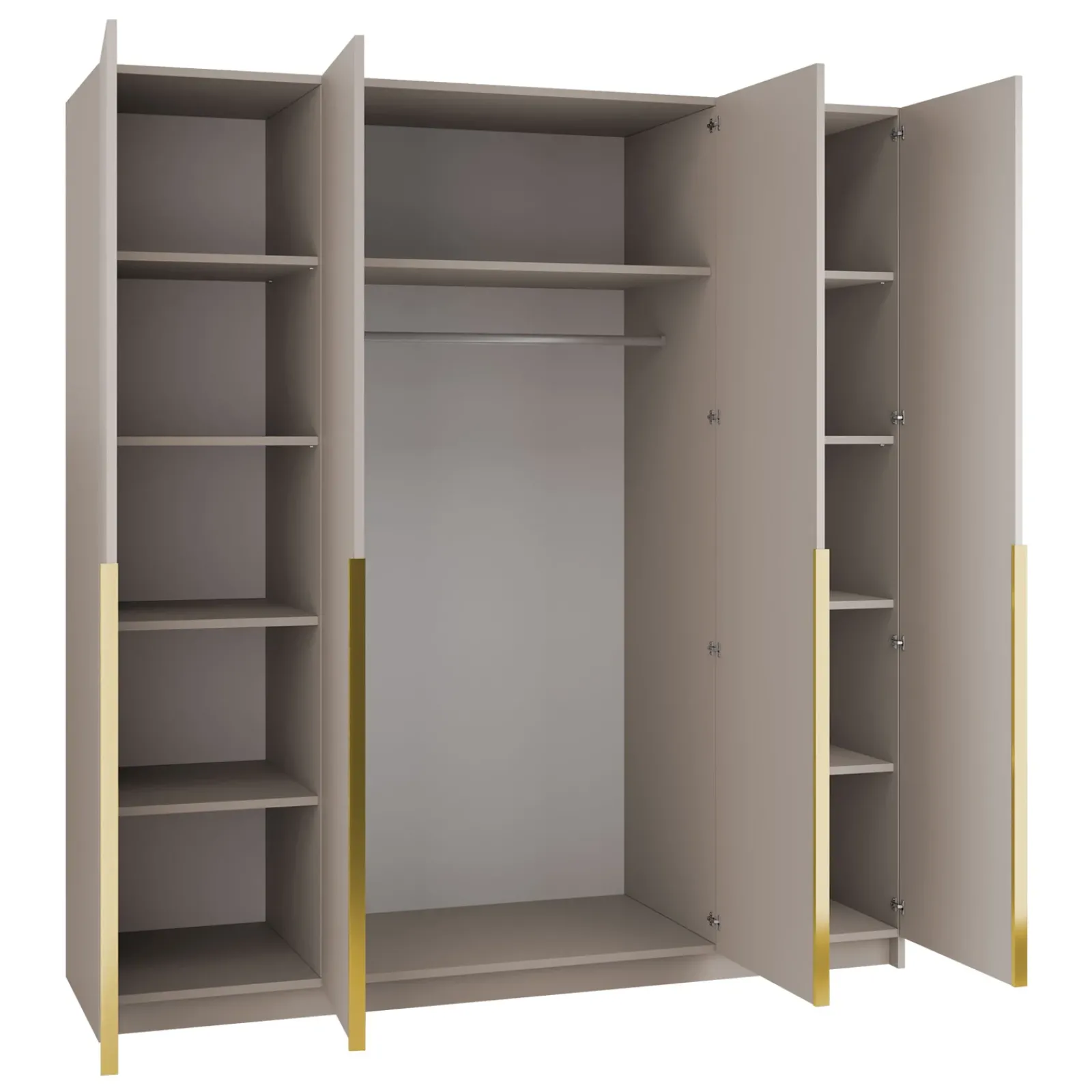 Garnero Arredamenti Armadio Ante A Specchio|Armadio Ante Battenti-Armadio 200x215h cm 4 ante 2 specchi moderno beige oro Glammy 4 Beige - Oro