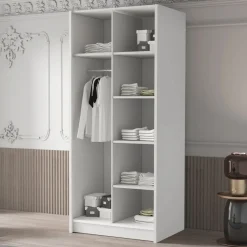 Garnero Arredamenti Armadio Cameretta|Armadio Ante A Specchio-Armadio 100x215h cm 2 ante 2 specchi moderno bianco oro Glammy 2 Bianco Opaco - Oro