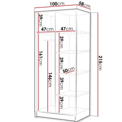 Garnero Arredamenti Armadio Cameretta|Armadio Ante A Specchio-Armadio 100x215h cm 2 ante 2 specchi moderno bianco oro Glammy 2 Bianco Opaco - Oro