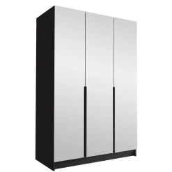 Garnero Arredamenti Armadio Cameretta|Armadio Ante A Specchio-Armadio 150x215h cm 3 ante 3 specchi moderno nero Glammy 3 Nero Opaco - Nero