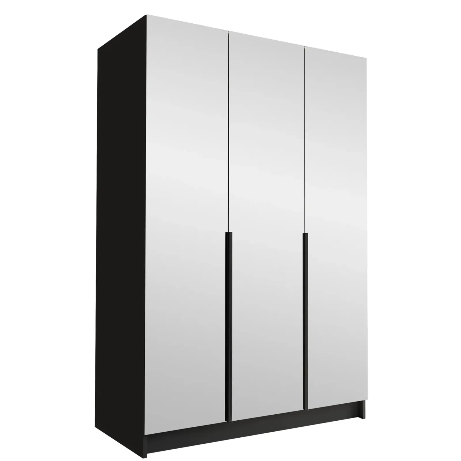 Garnero Arredamenti Armadio Cameretta|Armadio Ante A Specchio-Armadio 150x215h cm 3 ante 3 specchi moderno nero Glammy 3 Nero Opaco - Nero