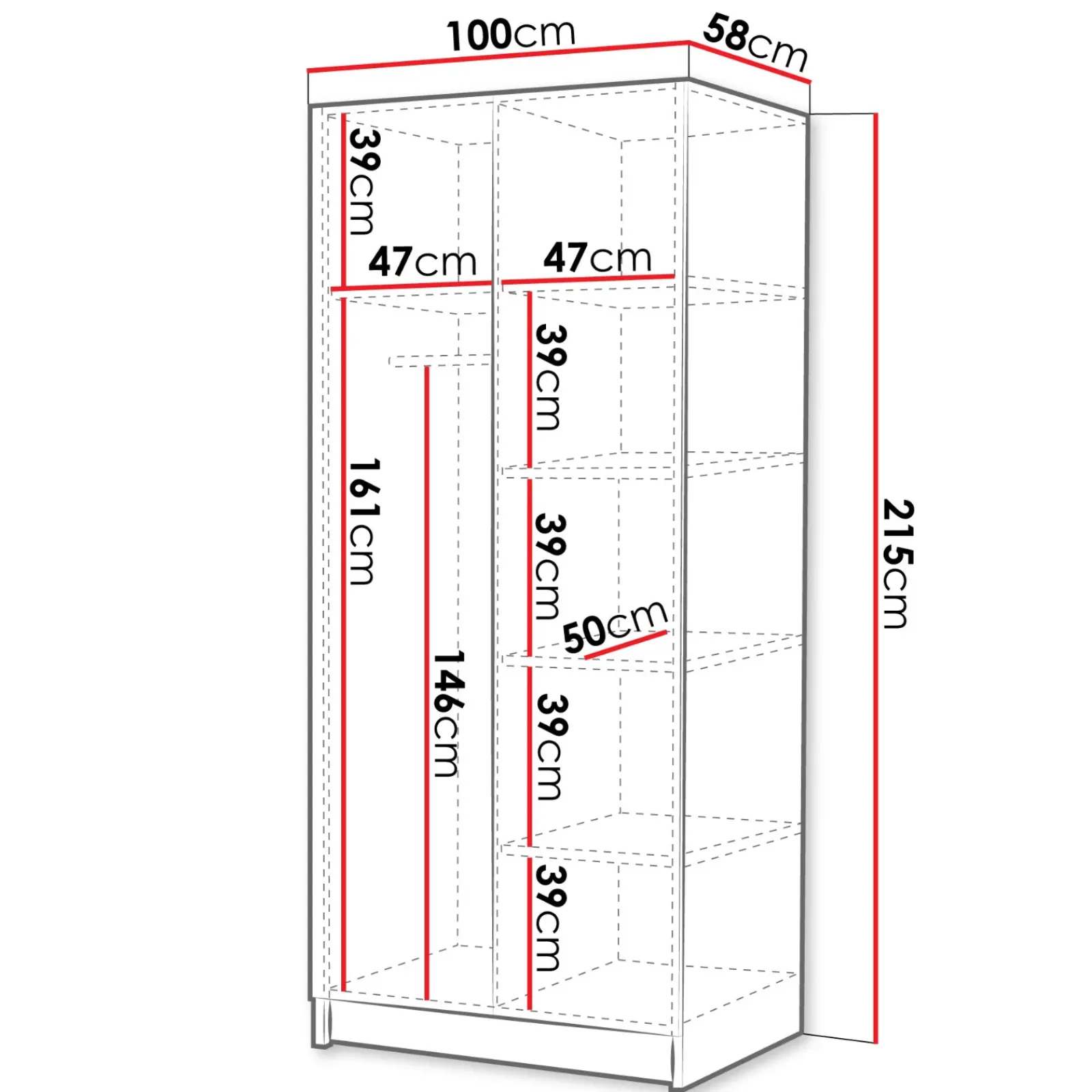 Garnero Arredamenti Armadio Cameretta|Armadio Ante A Specchio-Armadio 100x215h cm 2 ante 2 specchi moderno nero oro Glammy 2 Nero Opaco - Oro