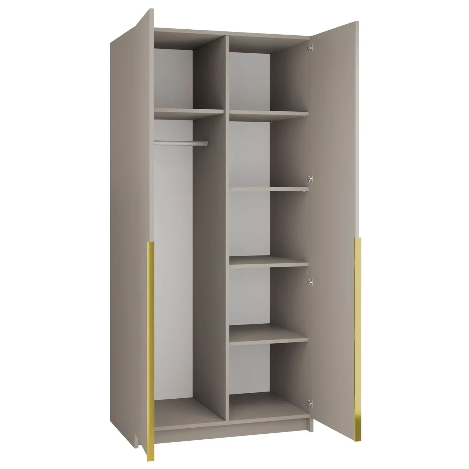 Garnero Arredamenti Armadio Cameretta|Armadio Ante A Specchio-Armadio 100x215h cm 2 ante 2 specchi moderno beige oro Glammy 2 Beige - Oro