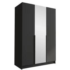 Garnero Arredamenti Armadio Cameretta|Armadio Ante A Specchio-Armadio 150x215h cm 3 ante 1 specchio moderno nero Glammy 3 Nero Opaco - Nero