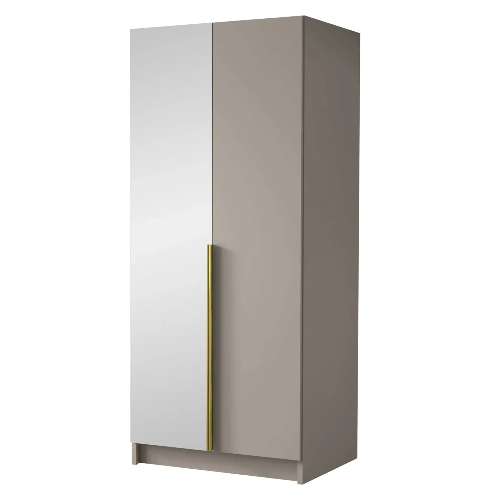 Garnero Arredamenti Armadio Cameretta|Armadio Ante A Specchio-Armadio 100x215h cm 2 ante 1 specchio moderno beige oro Glammy 2 Beige - Oro