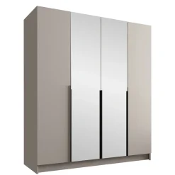 Garnero Arredamenti Armadio Ante A Specchio|Armadio Ante Battenti-Armadio 200x215h cm 4 ante 2 specchi beige moderna nero Glammy 4 Beige - Nero