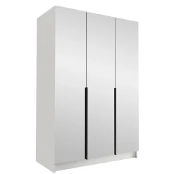 Garnero Arredamenti Armadio Cameretta|Armadio Ante A Specchio-Armadio 150x215h cm 3 ante 3 specchi moderno bianco nero Glammy 3 Bianco Opaco - Nero