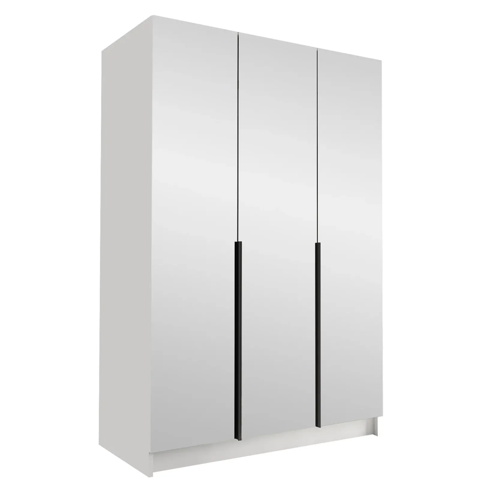 Garnero Arredamenti Armadio Cameretta|Armadio Ante A Specchio-Armadio 150x215h cm 3 ante 3 specchi moderno bianco nero Glammy 3 Bianco Opaco - Nero