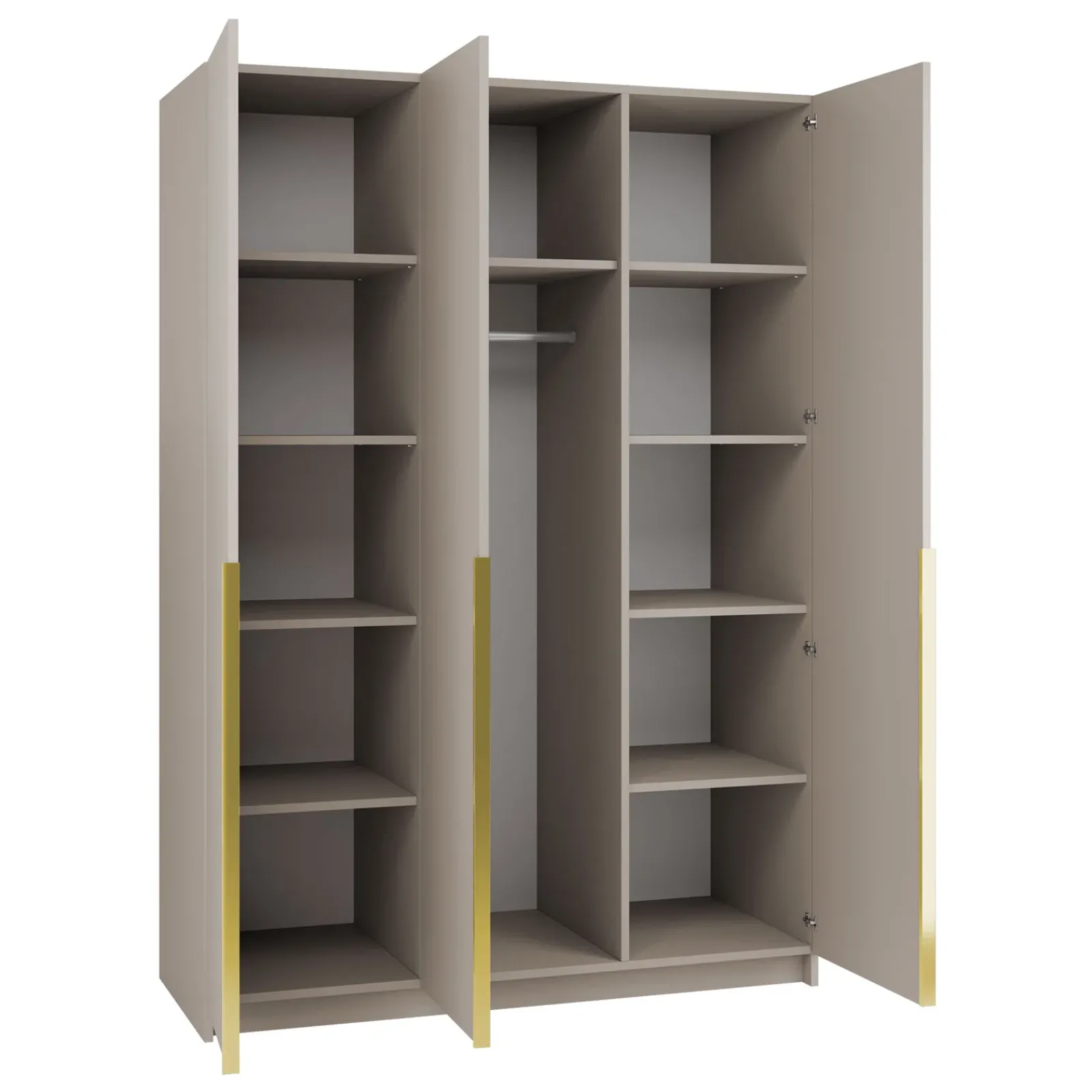 Garnero Arredamenti Armadio Cameretta|Armadio Ante A Specchio-Armadio 150x215h cm 3 ante 1 specchio moderno beige oro Glammy 3 Beige - Oro