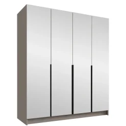 Garnero Arredamenti Armadio Ante A Specchio|Armadio Ante Battenti-Armadio 200x215h cm 4 ante 4 specchi moderno beige nero Glammy 4 Beige - Nero