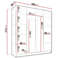 Garnero Arredamenti Armadio Ante A Specchio|Armadio Ante Battenti-Armadio 200x215h cm 4 ante 4 specchi moderno beige nero Glammy 4 Beige - Nero