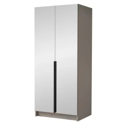 Garnero Arredamenti Armadio Cameretta|Armadio Ante A Specchio-Armadio 100x215h cm 2 ante 2 specchi moderno beige nero Glammy 2 Beige - Nero