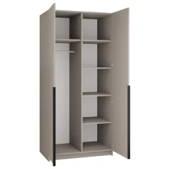 Garnero Arredamenti Armadio Cameretta|Armadio Ante A Specchio-Armadio 100x215h cm 2 ante 2 specchi moderno beige nero Glammy 2 Beige - Nero