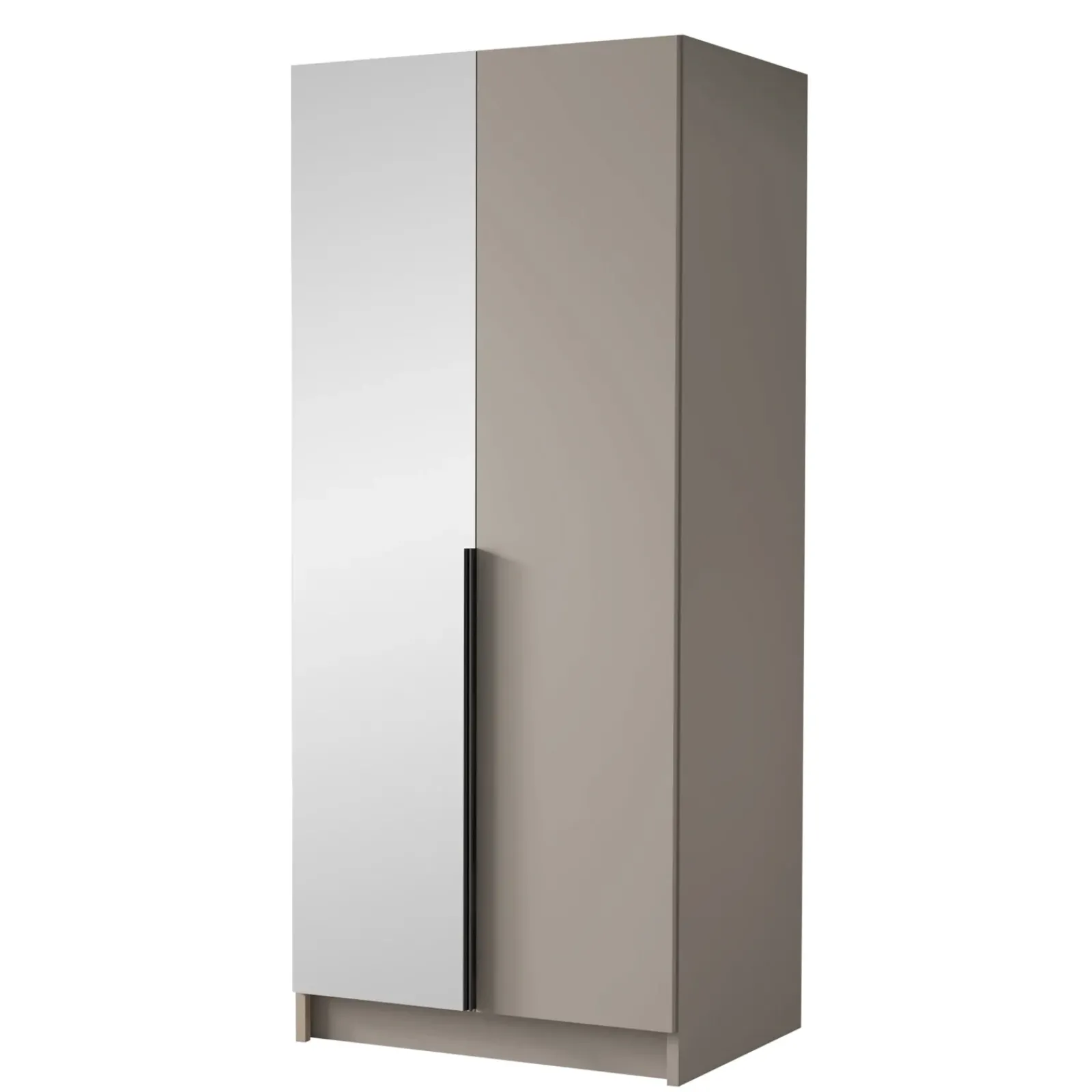 Garnero Arredamenti Armadio Cameretta|Armadio Ante Battenti-Armadio 100x215h cm 2 ante 1 specchio moderno beige nero Glammy 2 Beige - Nero