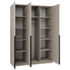 Garnero Arredamenti Armadio Cameretta|Armadio Ante A Specchio-Armadio 150x215h cm 3 ante 1 specchio moderno beige nero Glammy 3 Beige - Nero