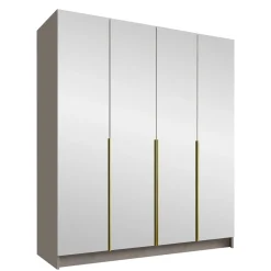 Garnero Arredamenti Armadio Ante A Specchio|Armadio Ante Battenti-Armadio 200x215h cm 4 ante 4 specchi moderno beige oro Glammy 4 Beige - Oro