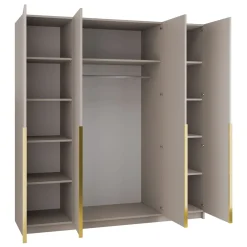 Garnero Arredamenti Armadio Ante A Specchio|Armadio Ante Battenti-Armadio 200x215h cm 4 ante 4 specchi moderno beige oro Glammy 4 Beige - Oro