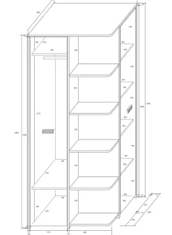 Garnero Arredamenti Armadio Cameretta-Armadio 83x190h cm 2 ante ad angolo con ripiani rovere sonoma Kent Gihome®
