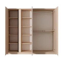 Garnero Arredamenti Armadio Ante A Specchio|Armadio Ante Battenti-Armadio 224x210h cm 4 ante battenti con specchio moderno beige Jolly