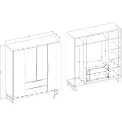 Garnero Arredamenti Armadio Ante Battenti|Guardaroba-Armadio 190x210h cm 4 ante battenti 2 cassetti rovere Petra