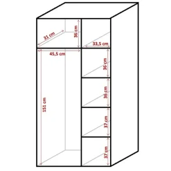 Garnero Arredamenti Armadio Cameretta|Armadio Ante Battenti-Armadio 85x195h cm 2 ante battente moderno bianco opaco Lola