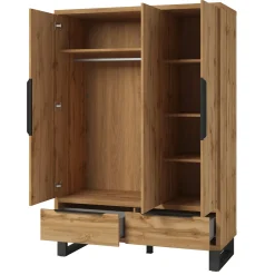 Garnero Arredamenti Armadio Ante Battenti|Guardaroba-Armadio 145x210h cm 3 ante battenti 2 cassetti rovere Petra