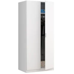Garnero Arredamenti Armadio Ante Battenti|Guardaroba-Armadio 81x180h cm 2 ante battenti moderno bianco opaco Oz