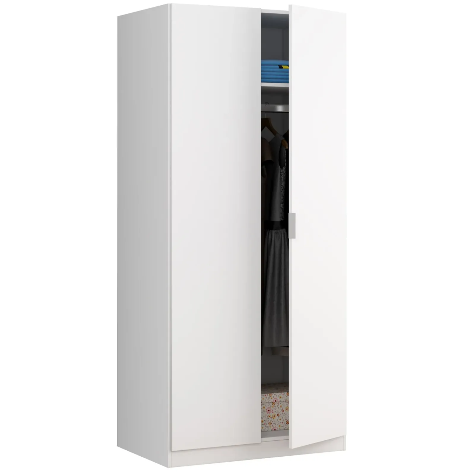 Garnero Arredamenti Armadio Ante Battenti|Guardaroba-Armadio 81x180h cm 2 ante battenti moderno bianco opaco Oz