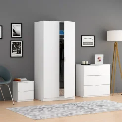 Garnero Arredamenti Armadio Ante Battenti|Guardaroba-Armadio 81x180h cm 2 ante battenti moderno bianco opaco Oz