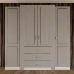 Garnero Arredamenti Armadio Ante Battenti|Guardaroba-Armadio 210x205h cm 4 ante battenti 3 cassetti beige cashmere Emporio