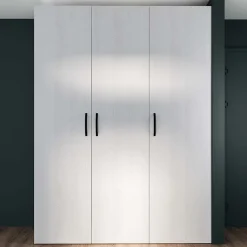 Garnero Arredamenti Armadio Ante Battenti|Guardaroba-Armadio 170x228h cm 3 ante battenti moderno pino bianco Angara