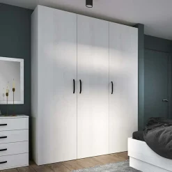 Garnero Arredamenti Armadio Ante Battenti|Guardaroba-Armadio 170x228h cm 3 ante battenti moderno pino bianco Angara