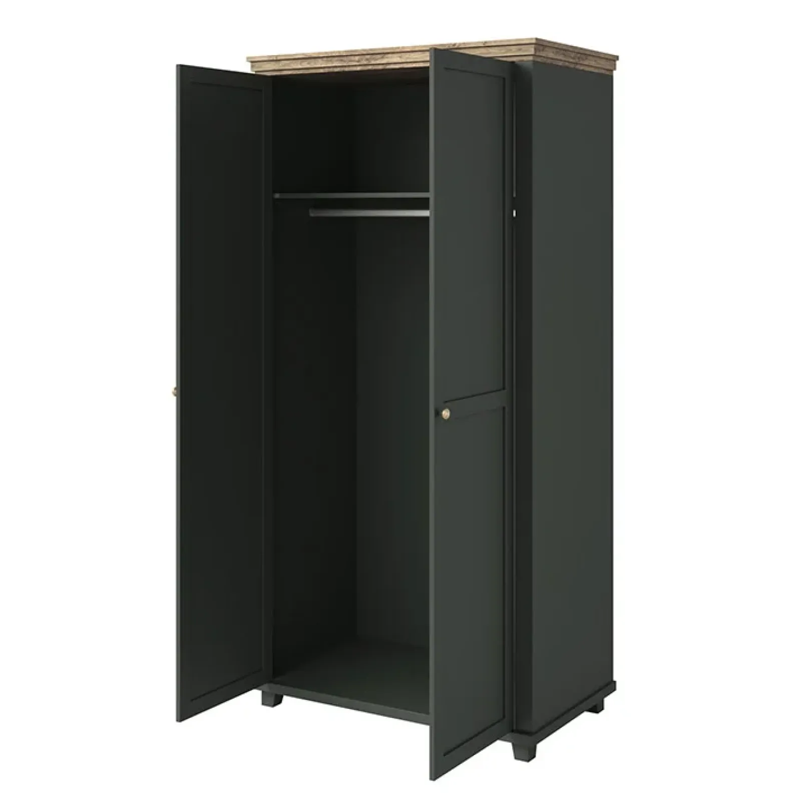 Garnero Arredamenti Armadio Ante Battenti|Guardaroba-Armadio 108x216h cm 2 ante battenti moderno verde quercia Texel