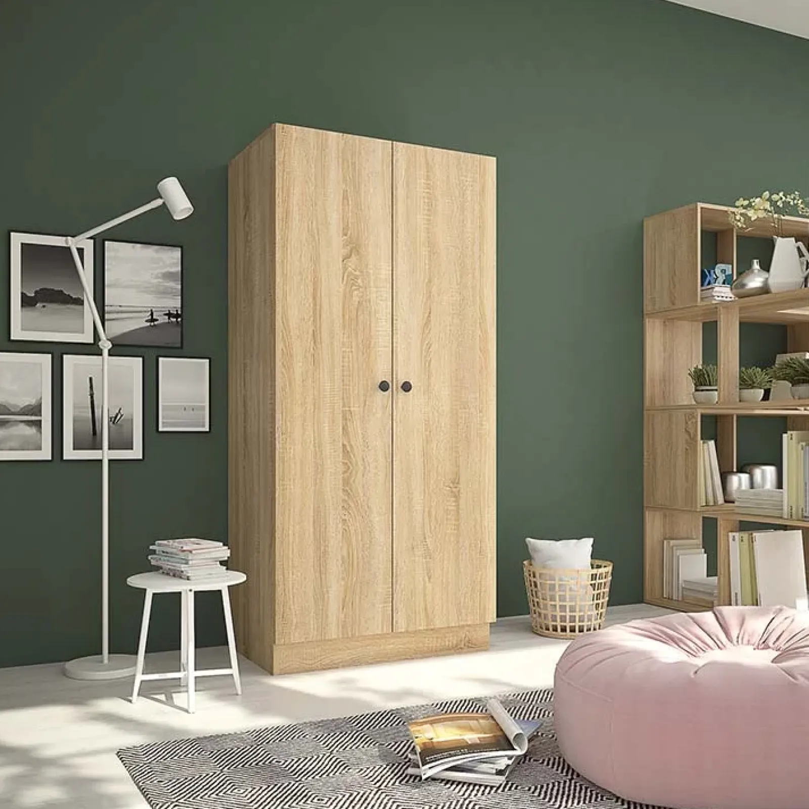 Garnero Arredamenti Armadio Ante Battenti|Guardaroba-Armadio 80x170h cm 2 ante battenti moderno rovere Estelle
