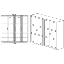 Garnero Arredamenti Armadio Ante Battenti|Guardaroba-Armadio 203x206h cm 4 ante battenti stile classico bianco opaco Friuli