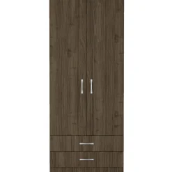 Garnero Arredamenti Armadio Cameretta|Armadio Ante Battenti-Armadio 80x191h cm 2 ante con cassetti moderno Carlino Noce