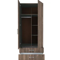 Garnero Arredamenti Armadio Cameretta|Armadio Ante Battenti-Armadio 80x191h cm 2 ante con cassetti moderno Carlino Noce