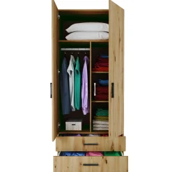 Garnero Arredamenti Armadio Cameretta|Armadio Ante Battenti-Armadio 80x191h cm 2 ante con cassetti moderno Carlino Rovere Rustico