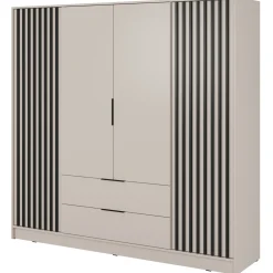 Garnero Arredamenti Armadio Ante Battenti|Guardaroba-Armadio 206x200h cm 4 ante con cassetti cashmere Miller Beige