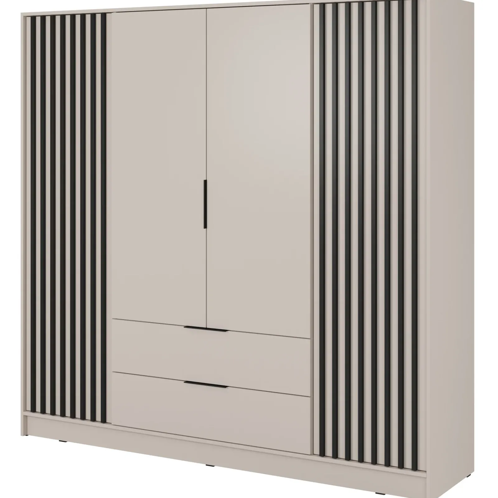 Garnero Arredamenti Armadio Ante Battenti|Guardaroba-Armadio 206x200h cm 4 ante con cassetti cashmere Miller Beige