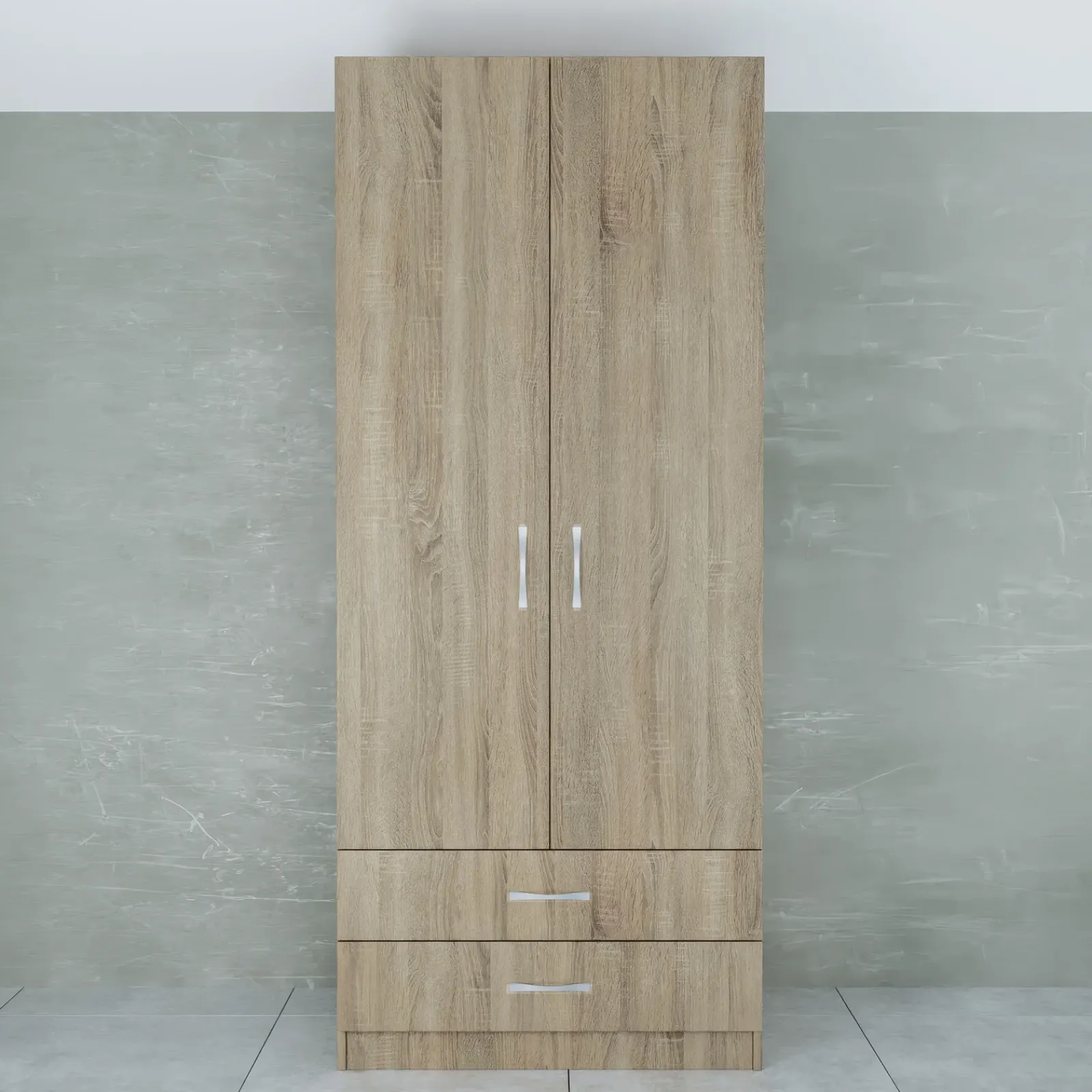 Garnero Arredamenti Armadio Cameretta|Armadio Ante Battenti-Armadio 80x191h cm 2 ante con cassetti moderno sonoma Carlino Rovere