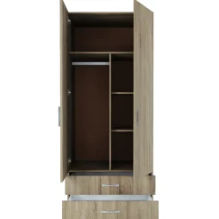 Garnero Arredamenti Armadio Cameretta|Armadio Ante Battenti-Armadio 80x191h cm 2 ante con cassetti moderno sonoma Carlino Rovere