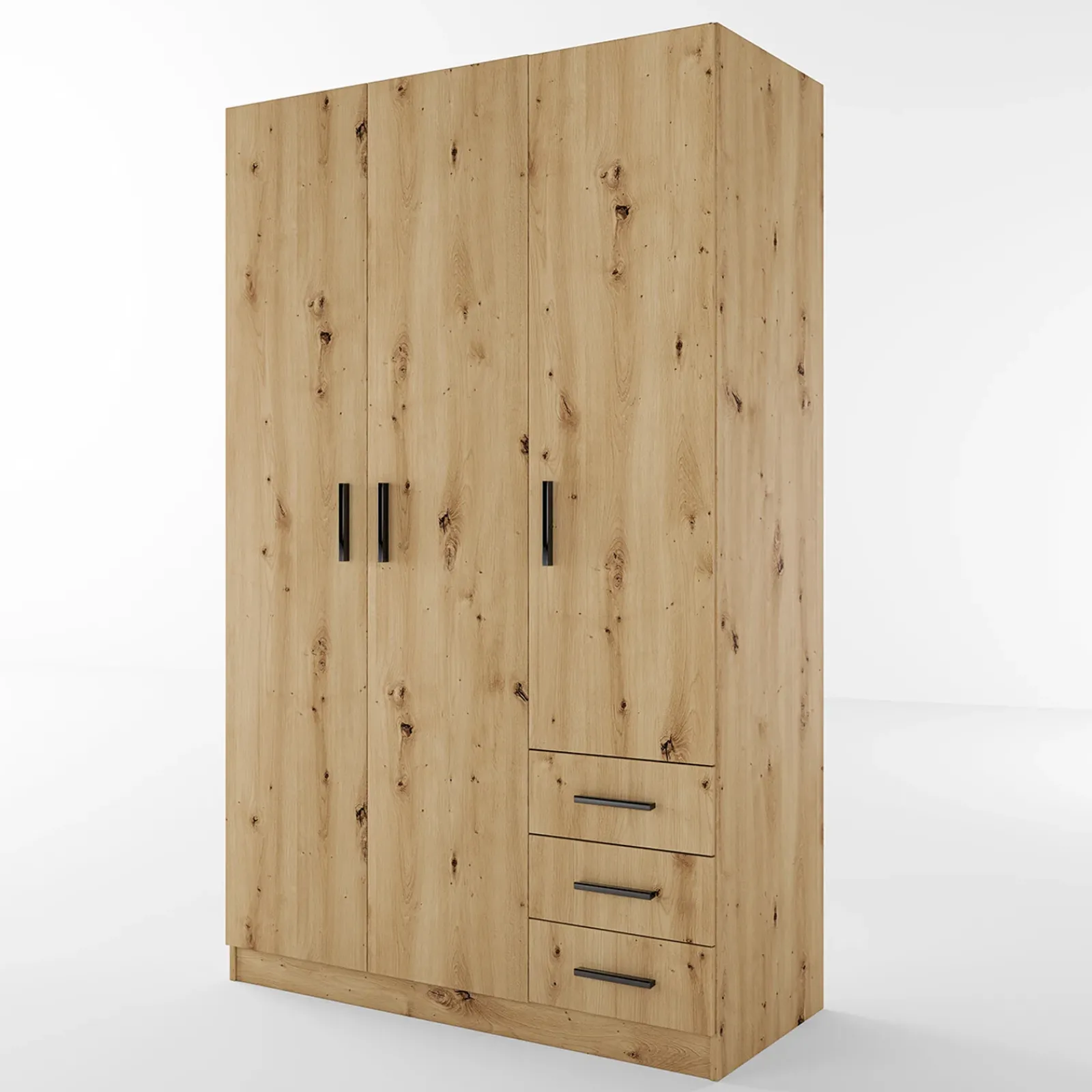 Garnero Arredamenti Armadio Cameretta|Armadio Ante Battenti-Armadio 118x191h cm 3 ante con cassetti Boverio Rovere Rustico