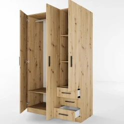 Garnero Arredamenti Armadio Cameretta|Armadio Ante Battenti-Armadio 118x191h cm 3 ante con cassetti Boverio Rovere Rustico