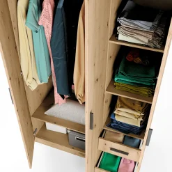 Garnero Arredamenti Armadio Cameretta|Armadio Ante Battenti-Armadio 118x191h cm 3 ante con cassetti Boverio Rovere Rustico