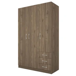 Garnero Arredamenti Armadio Cameretta|Armadio Ante Battenti-Armadio 118x191h cm 3 ante con cassetti Boverio Noce